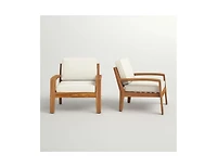 Grenada Club Chairs Acacia Wood and Sunbrella Cushions for Outdoor Comfort