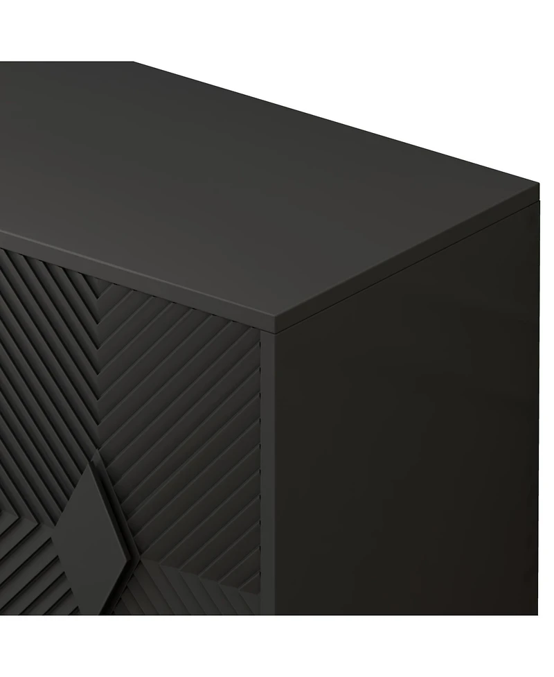 Streamdale 31.5" Black Wooden Storage Cabinet with Metal Legs