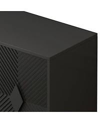 Streamdale 31.5" Black Wooden Storage Cabinet with Metal Legs