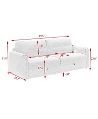 79.50 inches long, Teddy Cotton Linen Sofa Fabric, with metal conical long legs, metal strip matching