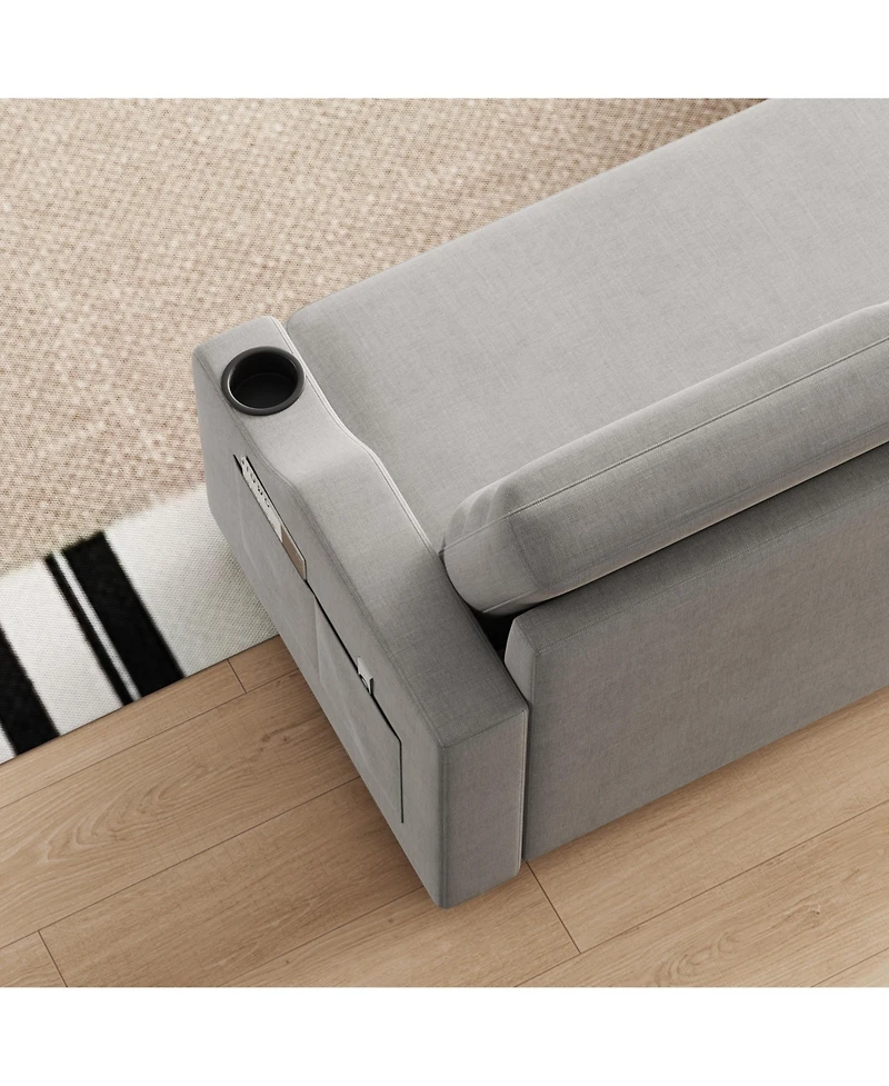 Streamdale 83" Convertible Sofa Bed with Storage, Recliner, and Cup Holder