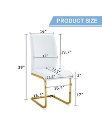 Streamdale Luxury White Pu Dining Chair Set - Gold Legs (8 Chairs)