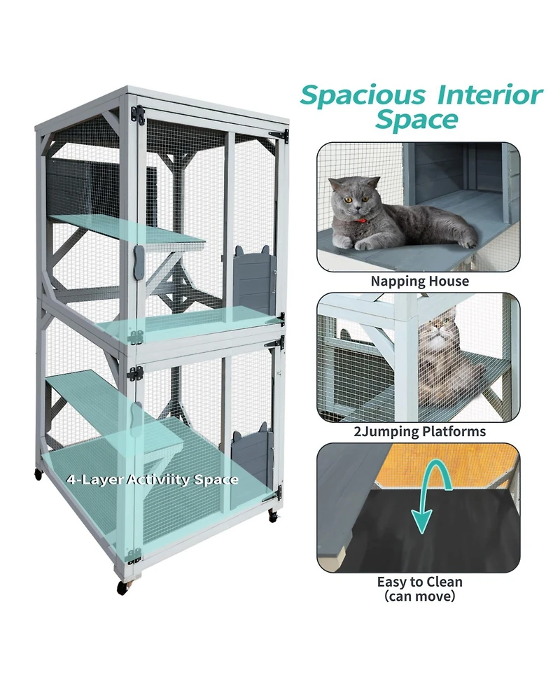 Streamdale 30.7" Luxury Outdoor Cat Enclosure with Platforms