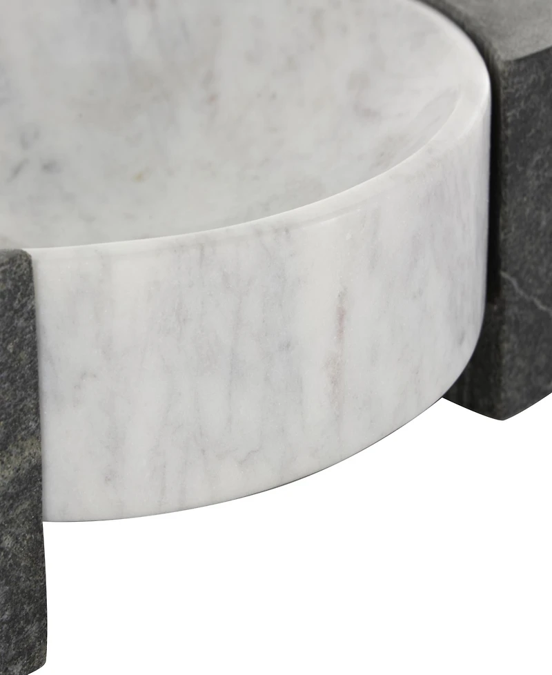 Rosemary Lane Marble Tray with Black Rectangular Blocks, 10" x 8"