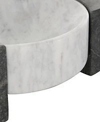 Rosemary Lane Marble Tray with Black Rectangular Blocks, 10" x 8"