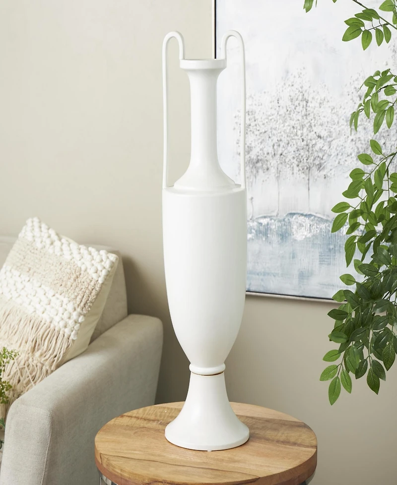 Rosemary Lane Ceramic Fluted Urn Shaped Decorative Vase with Arch Handles, 30"