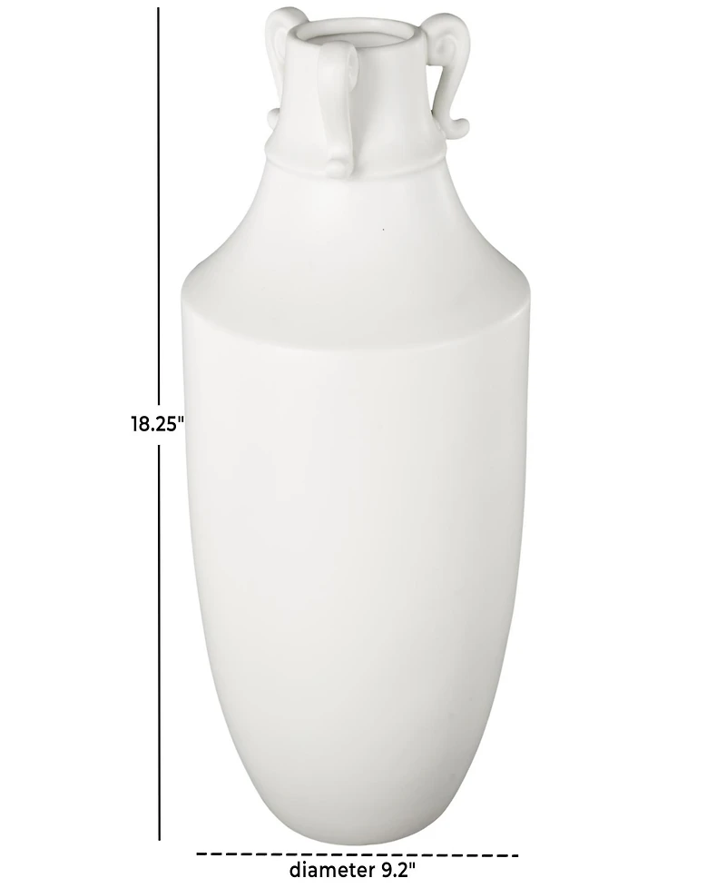 Rosemary Lane Ceramic Scroll Sleek Amphora Decorative Vase with Handles, 18"