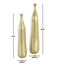 Rosemary Lane 19.5" Aluminum Metal Decorative Vase with Wavy Accents and Textured Ridges