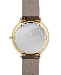Frederique Constant Men's Classics Quartz Moonphase Brown Leather Strap Watch 39mm