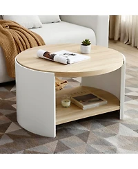 Streamdale 31" Round Coffee Table with Storage Shelf