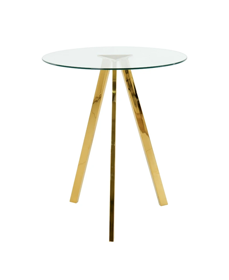 Streamdale Green Velvet Bar Chairs with Glass Top and Gold Legs (Set of 3)