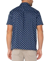 Liverpool Los Angeles Men's Short Sleeve Floral Print Button-Front Shirt