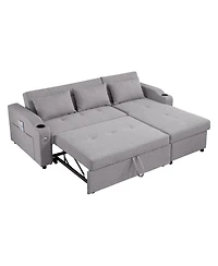 Streamdale 84" Adjustable Sofa Bed with Storage & Usb, Convertible to L-Shape