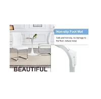Streamdale Luxury Simple Arch Chair - Set of 6 White Pu Material High Resilience Dining Chair with Arched Metal Silver Leg