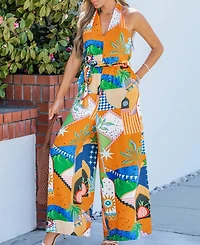 Cupshe Women's Tropical Paradise Wide Leg Jumpsuit