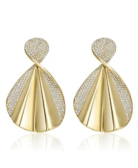 Exquisite 14K Gold-Plated Cubic Zirconia Extra Large Dangle Earrings