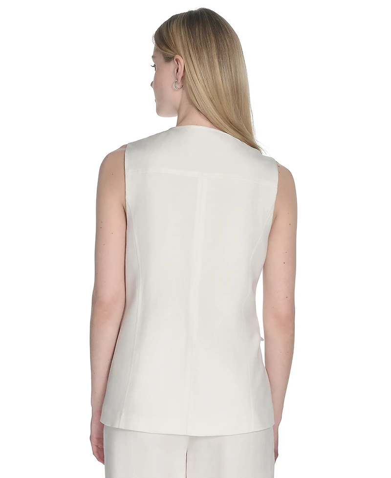 Calvin Klein Women's Linen-Blend Collarless Vest