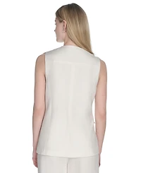 Calvin Klein Women's Linen-Blend Collarless Vest