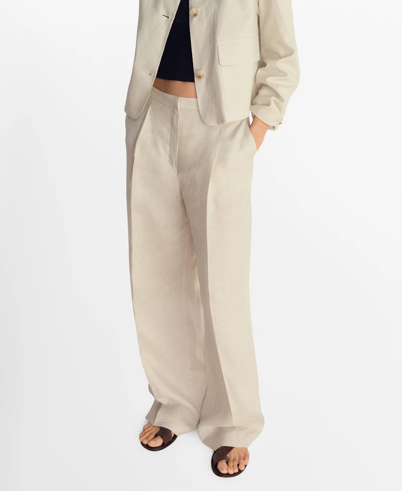 Mango Women's Pleated Linen Pants