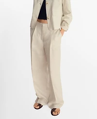 Mango Women's Pleated Linen Pants