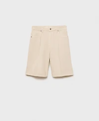 Mango Women's High-Waisted Rinse-Wash Bermuda Shorts