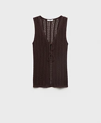 Mango Women's Openwork Bow Closure Knit Vest