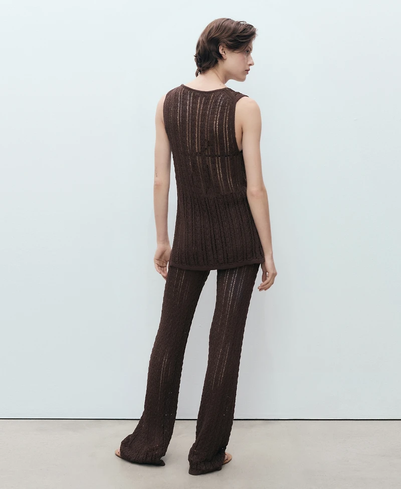 Mango Women's Openwork Bow Closure Knit Vest