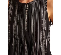 Lucky Brand Women's Cotton Pintuck Button-Front Mini Dress