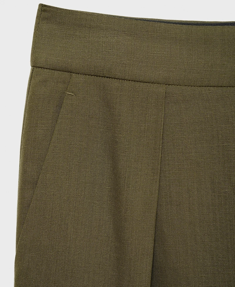 Mango Women's Linen-Blend Straight-Fit Pants