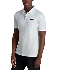 Karl Lagerfeld Paris Men's Short Sleeve Ribbed Polo Shirt