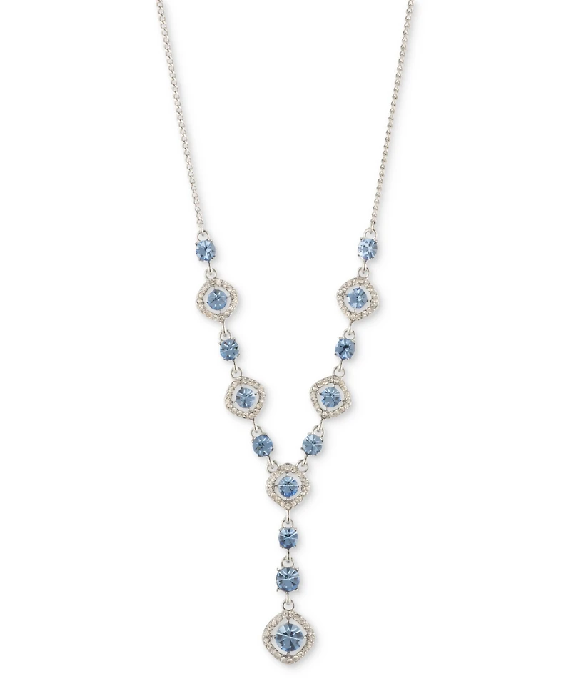 Givenchy Silver-Tone Pave & Round Crystal Halo Lariat Necklace, 16" + 3" extender