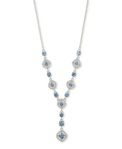 Givenchy Silver-Tone Pave & Round Crystal Halo Lariat Necklace, 16" + 3" extender