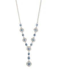 Givenchy Silver-Tone Pave & Round Crystal Halo Lariat Necklace, 16" + 3" extender