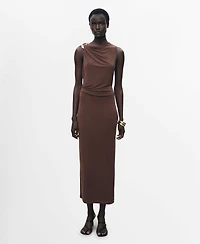Mango Women's Metallic Detail Draped Dress