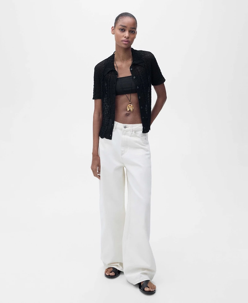 Mango Women's Textured Polo-Neck Cardigan