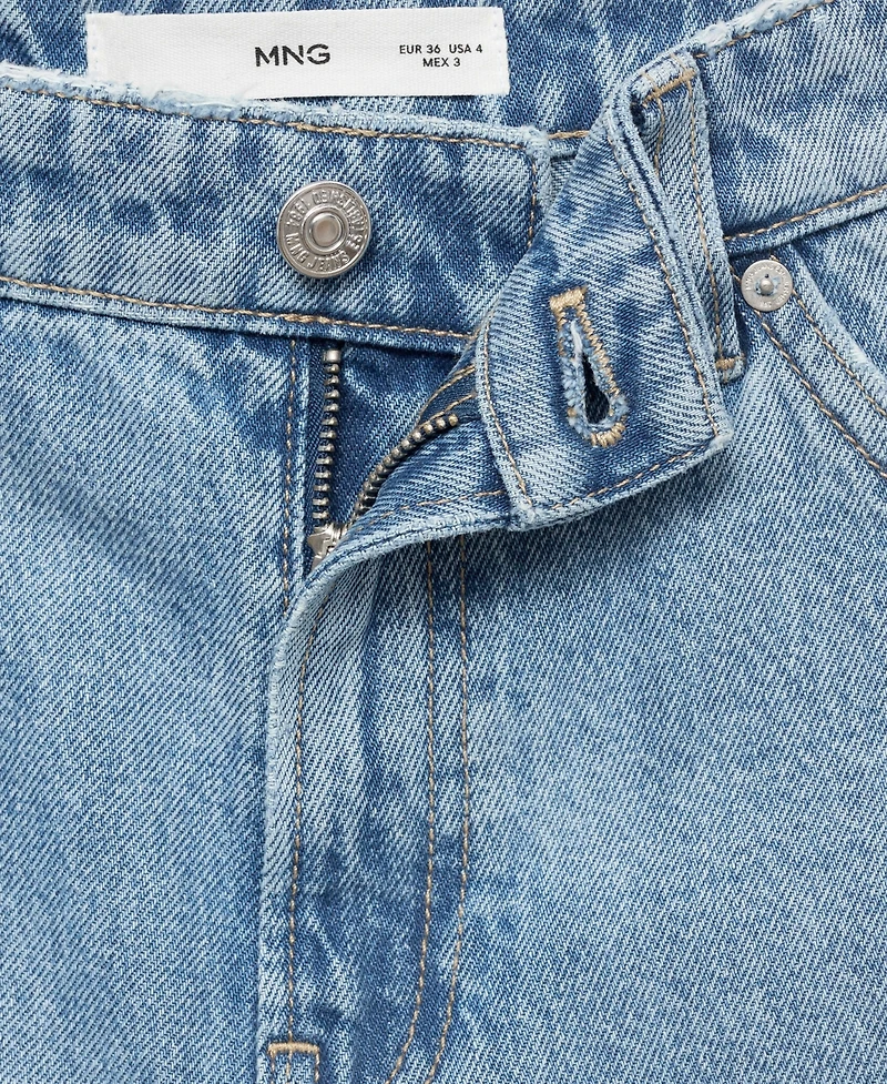 Mango Women's Frayed Hem Denim Bermuda Shorts