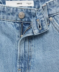 Mango Women's Frayed Hem Denim Bermuda Shorts