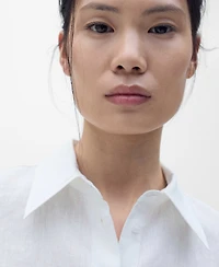 Mango Women's Short Sleeve Linen-Blend Shirt