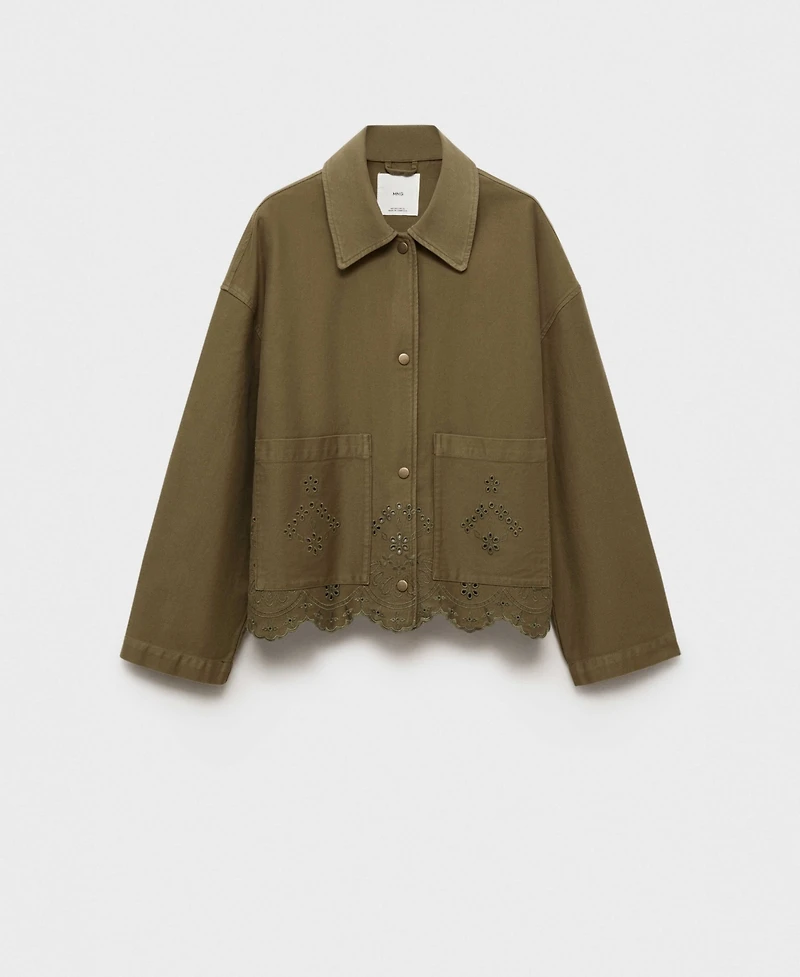 Mango Women's Openwork Details Cotton Overshirt