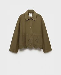 Mango Women's Openwork Details Cotton Overshirt