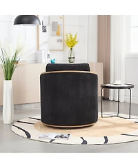 Streamdale Corduroy Swivel Barrel Chair for Home & Office (Black)
