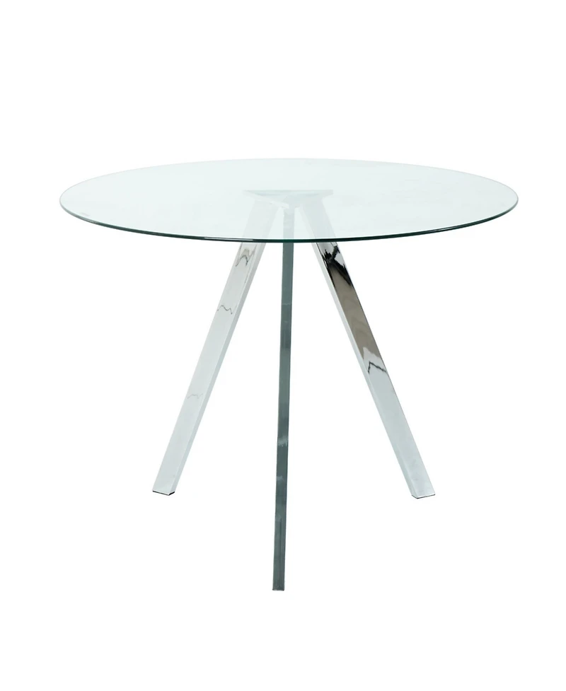 Streamdale Modern Glass Dining Table with Electroplated Metal Legs