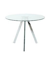 Streamdale Modern Glass Dining Table with Electroplated Metal Legs