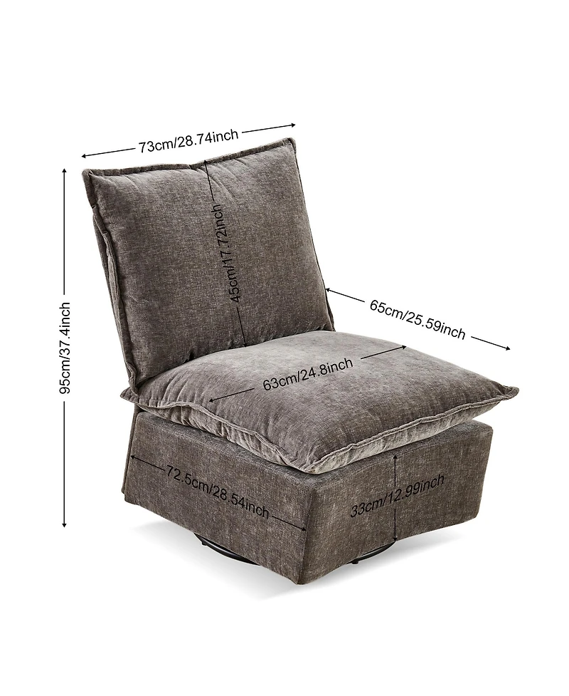 Streamdale Dark Grey Swivel Rocker Sofa for Living Room