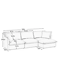 Streamdale Furniture L-Shaped Sectional Sofa with Convertible Ottoman & Pillows