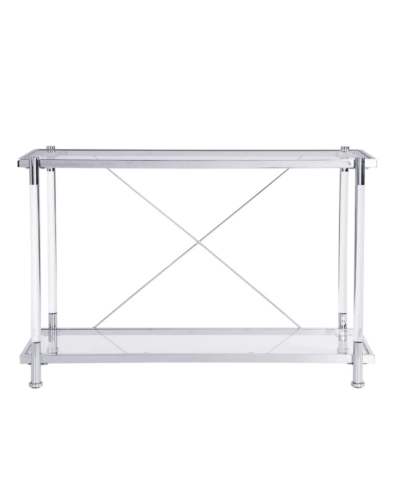 Streamdale Chrome & Acrylic Glass Sofa Table with Storage Shelves