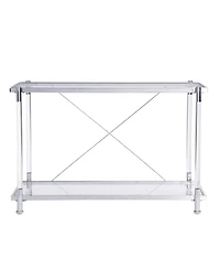 Streamdale Chrome & Acrylic Glass Sofa Table with Storage Shelves