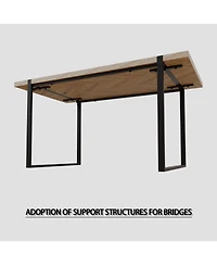 Streamdale Mdf Wood & Metal Desk for 4-6, Stylish Home Office Table