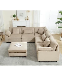 Streamdale 6-Seat Oversized Modular Sectional Sofa, Brown Corduroy