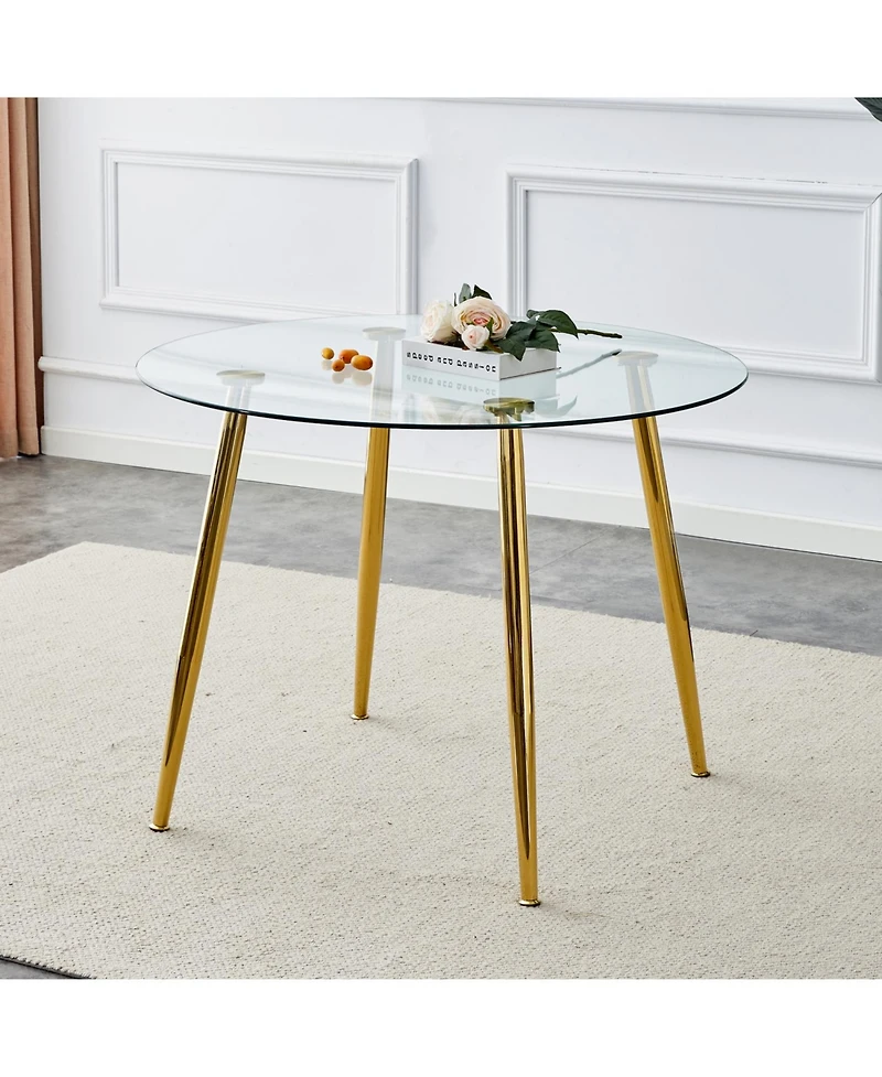 40" Glass Top Dining Table - Gold Legs Dt-1164